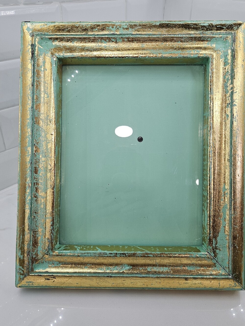 Green Wood Gold Foil Distressed Picture Frame Thick Heavy for 8x10 Bharata india